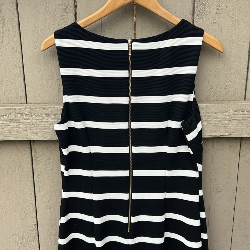 Adrianna Pappell Black and White Shift Dress Career Wear Flattering Midi Size 10 - Picture 5 of 5